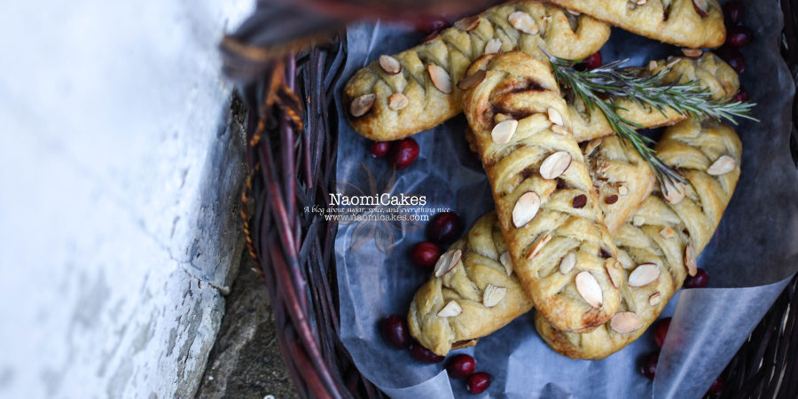 cranberry apple butter danishes with croissant dough