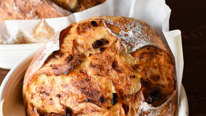 beautiful baked sun dried tomato and cheese sourdough bread